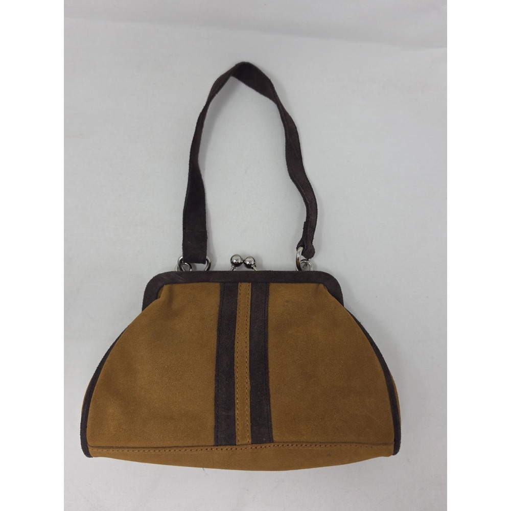 Naturalizer Suede Kisslock Mini Satchel Top Handle Bag Brown Y2K Western